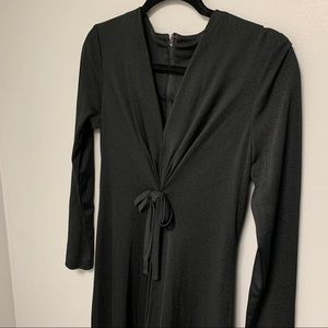 1970s Miss Elliette Black Maxi Long Sleeve Dress